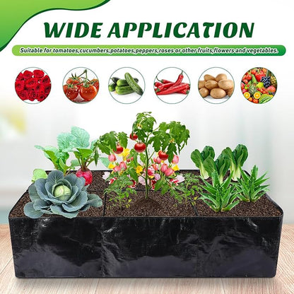Woanger 8 Pcs 35 Gallon Fabric Raised Garden Bed Garden Bags to Grow Vegetables Planting Garden Containers for Vegetables Outdoor Grow Boxes with 6 Grids Rectangle Planter Pots for Potato Tomato Fruit