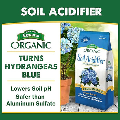 Espoma Organic Soil Acidifier Soil Amendment; Lowers Soil pH and Turns Hydrangeas Blue! Contains Elemental Sulfur and can be Used for Organic Gardening 6 lb. Bag - Pack of 2