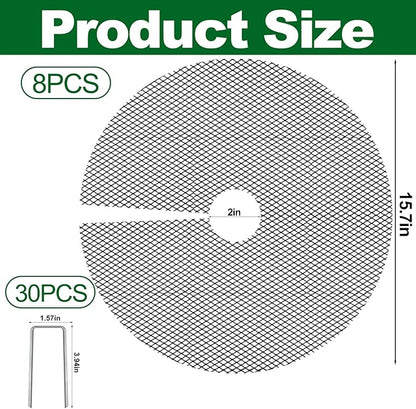8Pcs Plant Pot Grids,15.8Inch Plant Pot Cover with 30 U-Shaped Nails, Cat Proof Protector for Potted Plants,Dig-Free Soil Cover & Flower Pot Grid Guard