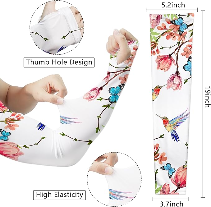 Garden Sleeves for Women Boho Gardening Sleeves with Thumb Holes UV Sun Protection Arm Sleeves for Women