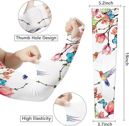 Garden Sleeves for Women Boho Gardening Sleeves with Thumb Holes UV Sun Protection Arm Sleeves for Women