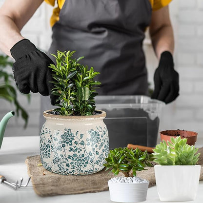 Vintage Planter Large Ceramic Plants Pot Green Vintage Rose Ice Crack Cottage Scroll Vase Flower Vase Pot Indoor Plants Home Kitchen Decor Farmhouse Antique Decorative Gifts