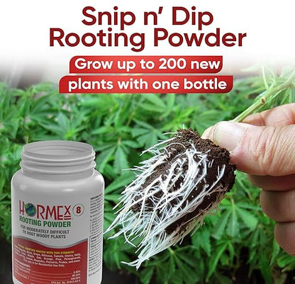 Hormex Rooting Powder #8 (0.80% IBA) for Semi-Hardwood Plants, Trees & Shrubs - High Strength Root Powder, Root Stimulator for Plants, Rooting Hormone for Cuttings, Cloning, & Woody Propagation