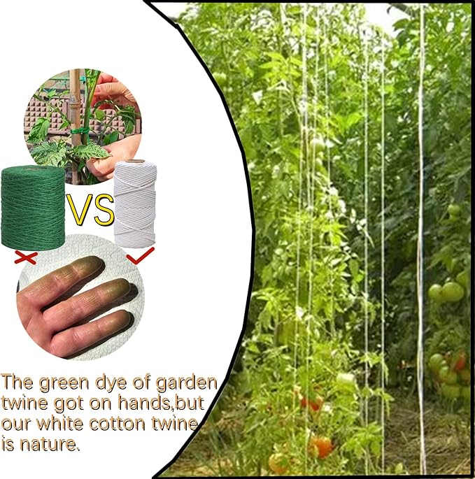 4Ply 656 Feet Twine Suitable for BBQ Tying Tamales Chicken Herbs Baking Making Candles and String up Tomato Plants Home Gardening Wedding Decoration Crocheting Artworks and Crafts,Safe Cotton(3mm)