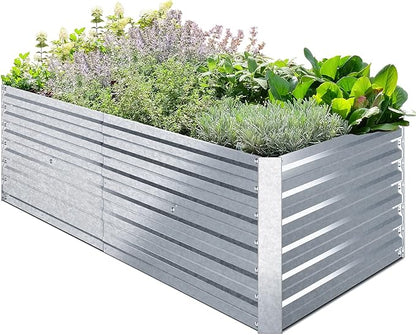 Ohuhu Metal Raised Garden Beds for Vegetables, 6x3x1.9 FT Heightened Extra-Large Reinforced Galvanized Steel Raised Boxes, Heavy Duty Outdoor Planter Box for Seedling Growing Flowers Herbs Succulent
