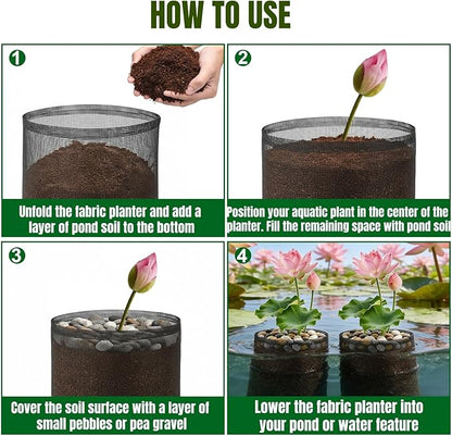 Hiceeden 6 Pcs Mesh Pond Plant Bag, 7" x 7.4" Reusable Pond Planting Pot, Breathable Plastic Aquatic Planter Grow Bags for Garden, Water Lily, Lotus, Hyacinth, Daffodil