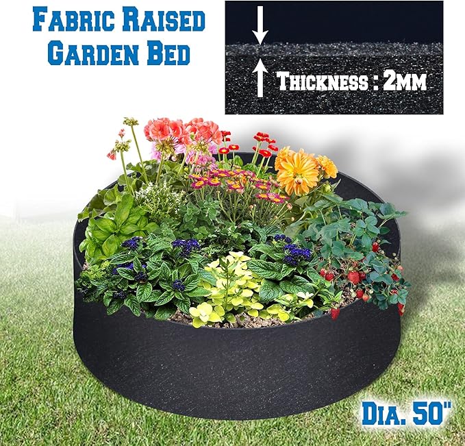 BenefitUSA Fabric Raised Planting Bed Garden Grow Bags 12 inches Tall (Dia 50")