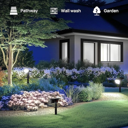 Linkind Solar Spot Lights Outdoor Waterproof IP67, 60 LED Solar Flood Lights 30% High Conversion Landscape Lighting for Garden Yard Pathway (4 Pack, Cool White)