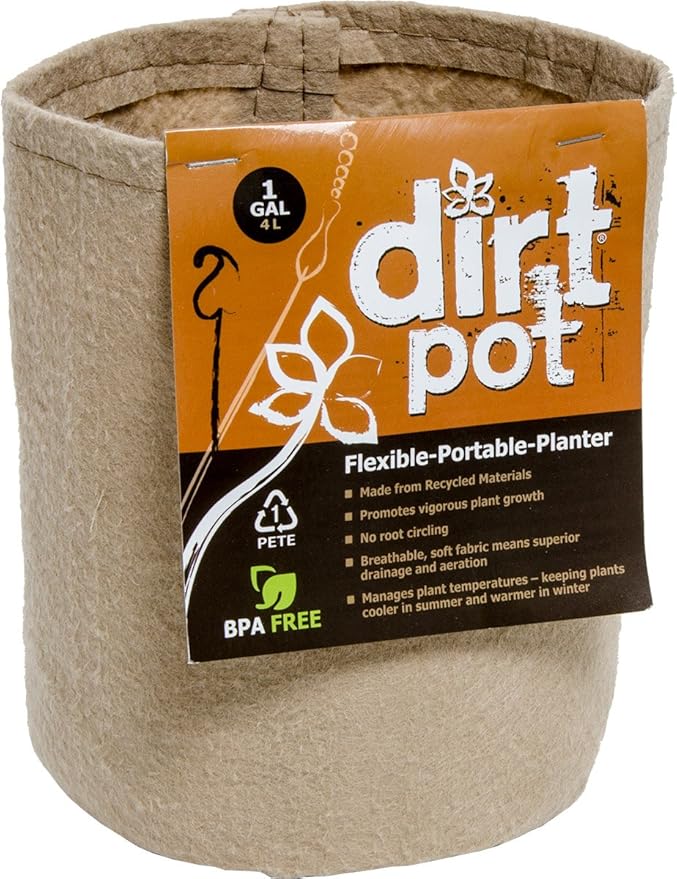 Dirt Pot, 1 Gallon, TanFlexible Portable Fabric Planter,