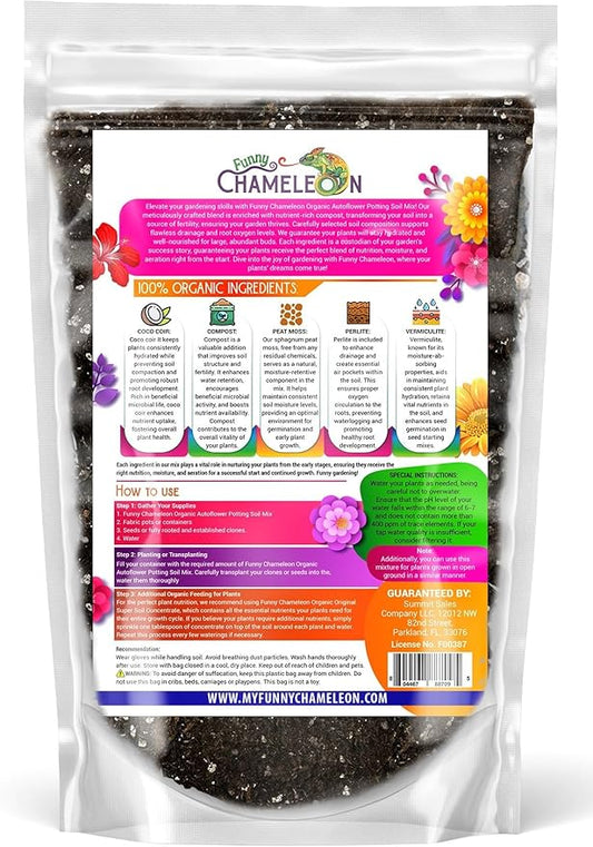 Organic Autoflower Potting Soil Mix – Ready-to-Use Living Soil, No Fertilizers Needed – Balanced Nutrients, Light Texture, Excellent Drainage, Boosts Germination & Root Growth (4 QUARTS)