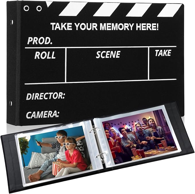Spiareal Movie Night Card Organizer Set Greeting Card Holder 6 x 8 Inches 100 Pages Stamping Binder Album Display Organization Storage for Movie Night Party Photo Gift