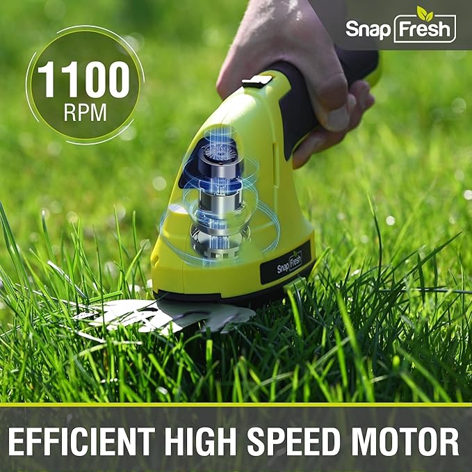 SnapFresh Hedge Trimmer Cordless Grass Shear, 2 in 1 Electric Grass Trimmer and Hedge Shears, Handheld Bush Trimmer/Grass Cutter/Shrub Trimmers with Battery for Garden & Lawn, USB-C Cable Included