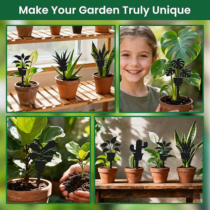 CUTHOLLOW 8PCS Metal Plant Markers Stakes Potted Plants for Outdoor Indoor, 3.5"x7" Waterproof Cute Garden Plant Labels Signs Tags for Farmhouse Greenhouse Decor - Funny Gardening Gifts