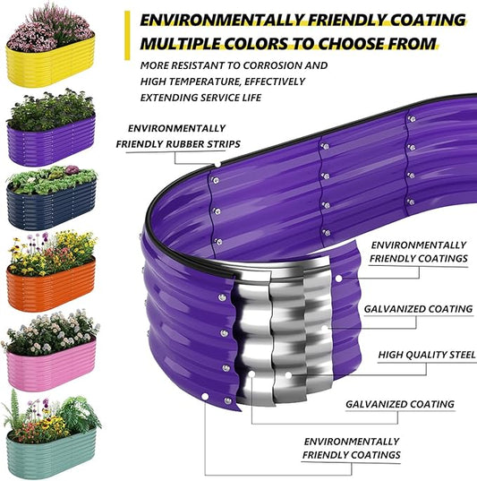 Galvanized Metal Planter Raised Garden Bed Kit for Gardening Outdoor，6x3x2ft Planter Grow Garden Box Raised Flower Bed，Long Vegetable Clearance Herb Raised Garden Beds For Container Gardening