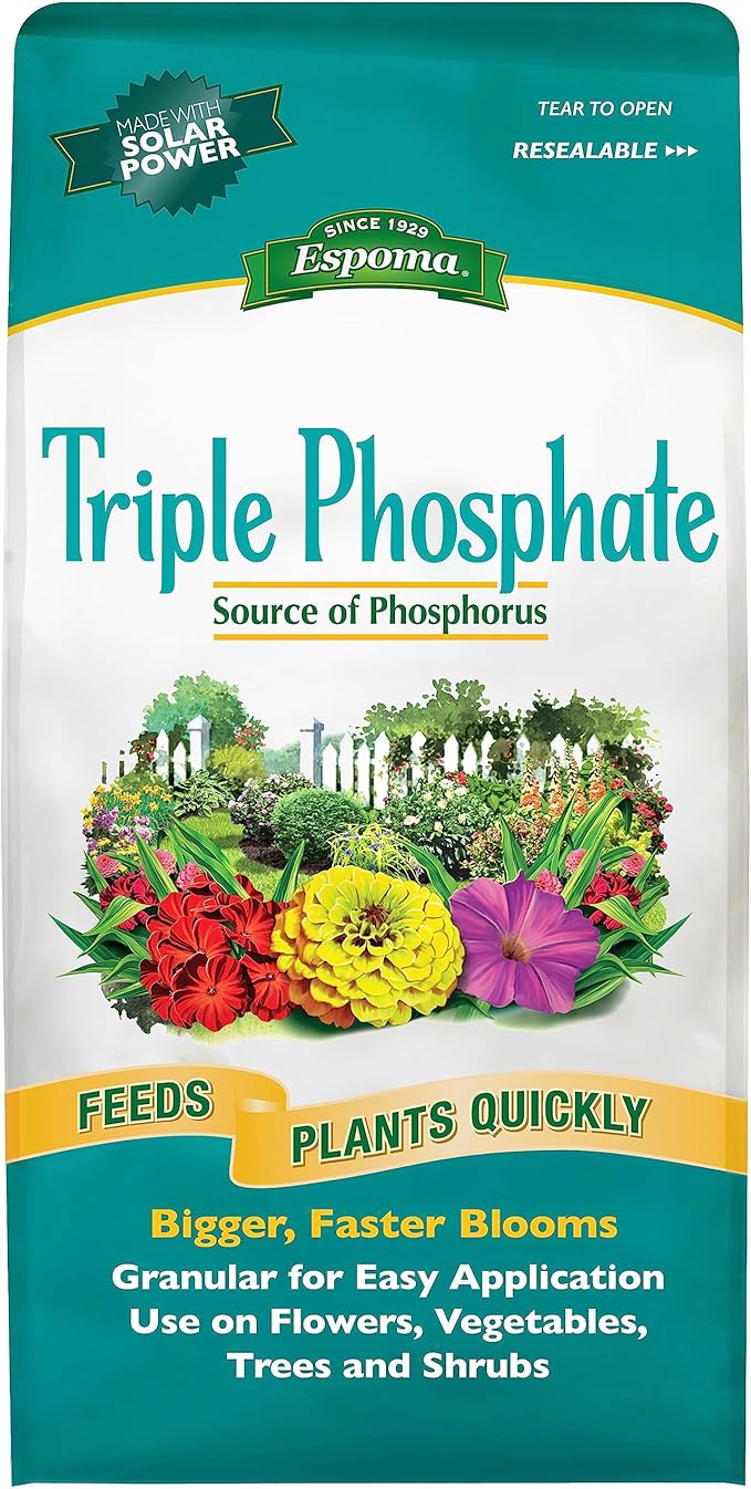 Espoma Triple Phosphate Fertilizer 0-45-0, 6.5lb. Bag; Promotes Root Growth and Blooming in All Flowering Plants, Trees, Shrubs, and Vegetables. Granular for Easy Application. Pack of Two