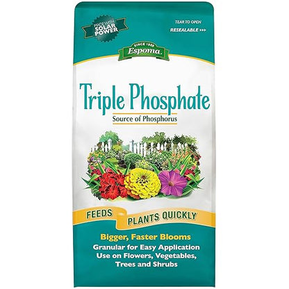 Espoma Triple Phosphate Fertilizer 0-45-0, 6.5lb. Bag; Promotes Root Growth and Blooming in All Flowering Plants, Trees, Shrubs, and Vegetables. Granular for Easy Application. Pack of Three