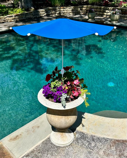 Fixed Plant Shade for Potted Plants 28" x 30" Outdoor Container Sun Shade Cover Premium Fabric Canopy with Fiberglass Frame & Soil Anchor Stripes & Solids Assembly Required
