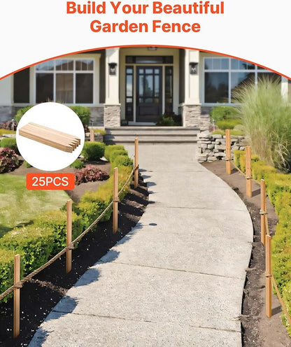 VEVOR Wooden Garden Stakes, 25 Pcs 24 x 0.5 x1.5 in Survey Grading Stakes, Garden Ground Stake with Sharp Point, Fir Wood Plant Support Stake, Sign Posts for Silt Fence Backyard Boundaries Baselines