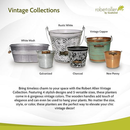 Headwind Vintage Collection Ribbed Planters – Vintage Copper Flower Pots 10 Inch Indoor Plant Pots Bucket for Peace Lily, Pothos, & Lavender, Petunias, Basil Plant for Outdoor by Robert Allen