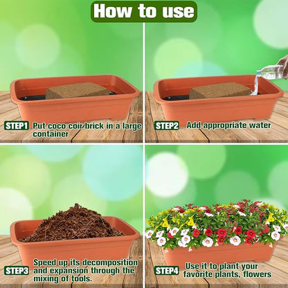 ZeeDix 10 Pack Coconut Coir Bricks, 100% Organic Compressed Coco Coir Brick Seed Starter Potting Soil for Plants, Premium Coconut Fiber Substrate with Low EC & pH Balance for Gardening Flower Herbs