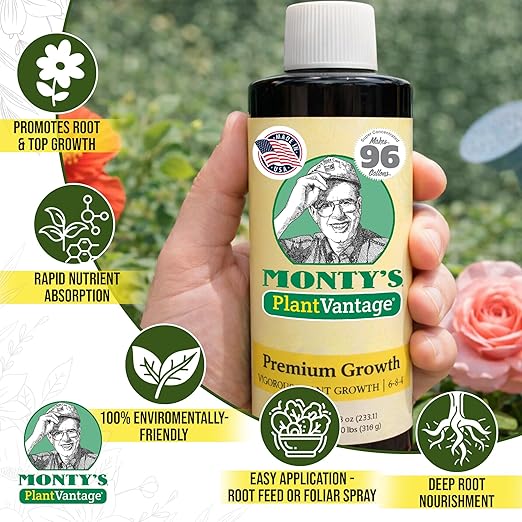 PlantVantage Premium Growth Liquid Plant Food - Liquid Fertilizer for Stronger Stems & Larger Leaves, NPK Fertilizer (8-16-8) with Zinc & Iron, Foliar Spray for Trees, Shrubs & Flower Boost, 8 oz