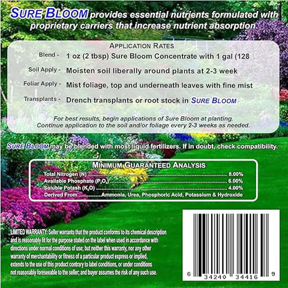 Sure Bloom Concentrated Plant Nutrition, 8-6-4 Formula, 1 Gallon Plant Food for Indoor and Outdoor Plants