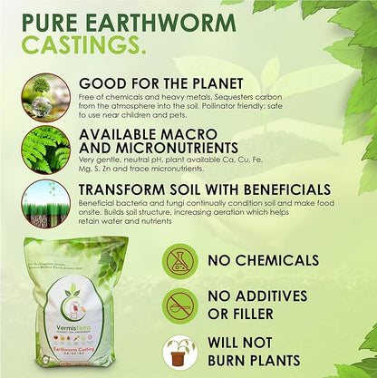 VermisTerra - Premium Earthworm Castings - Organic 10 LB, Very fine, Low Moisture Content, Easy to Spread. Seed Starting, propgation, Improve Soil Structure, Natural Plant Hormones for Fertility