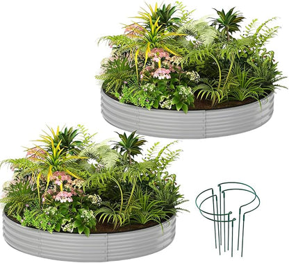 Galvanized Metal Planter Raised Garden Bed Kit for Gardening Outdoor Garden Box Raised Flower Bed 2PC Gray 3X3X1FT