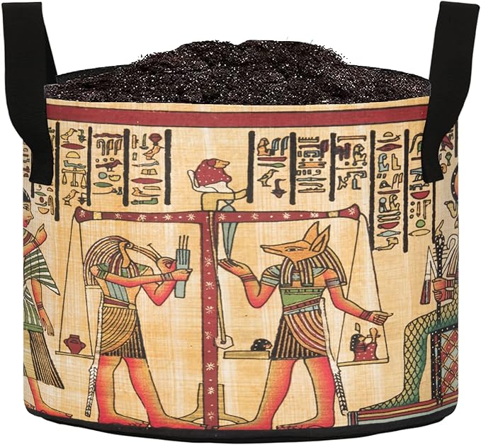 10 Gallon Antique Egyptian Papyrus Heavy Duty Grow Bag Containers Breathable Planter Pot with Handles for Potato Tomato Fruits Vegetables Flowers