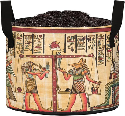 10 Gallon Antique Egyptian Papyrus Heavy Duty Grow Bag Containers Breathable Planter Pot with Handles for Potato Tomato Fruits Vegetables Flowers