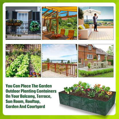 Woanger 6 Pcs Plastic Raised Garden Bed 35 Gallon Raised Planting Bed with 8 Divided Grids 8 Drainage Holes for Fruits Flowers Potato PE Fabric Rectangle Garden Containers for Vegetables Outdoor
