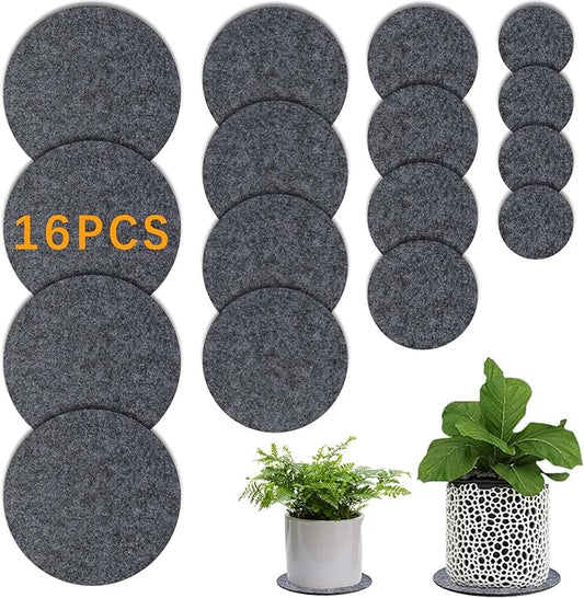 16 PCS Absorbent Waterproof Plant Coasters mat,4 Size 4/6/ 8/10 Inch Reversible Round Fabric Plant Coasters and Plant Saucers for Indoors,Plant mat for Indoor Plants