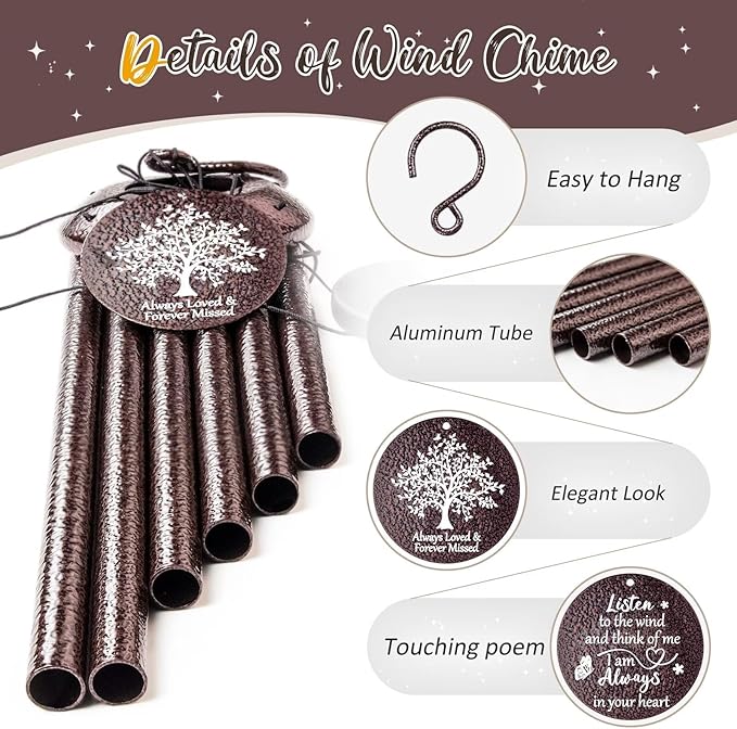 Memorial Gifts for Loss of Love one, 25''Memorial Wind Chimes of Sympathy Gifts for Loss of Love one, Bereavement, Condolence, Remembrance Gifts,Windchimes in Memory