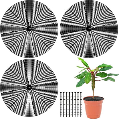 Sawysine 3 Pcs Plant Pot Cover Plant Protector from Animal Flower Pot Grid with Center Cutout Flower Cover Soil Protectors(Black,20.5 in)
