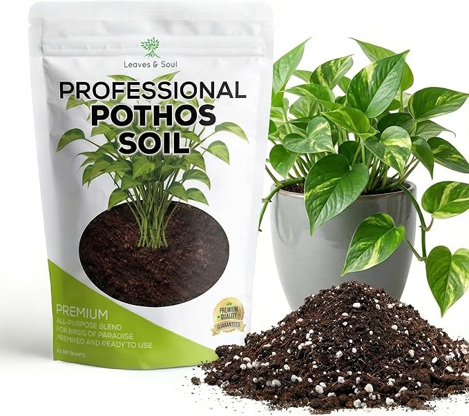 Professional Pothos Soil | Premium All Purpose Blend | Large 2.2 Quarts | Ready to Use for Indoor Plants | Peat Moss, Coco Coir, Perlite, Dolomite | Made in USA