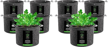 VIVOSUN 10-Pack 5 Gallon Grow Bags, 500G Thick Nonwoven Fabric Pots with Strap Handles, Multi-Purpose Rings, for Low Stress Plant Training Fruits, Vegetables, and Flowers