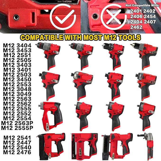 [MAGG HEVI] Tool Holster Compatible with Milwaukee M12 New Generation Tools,Gravity Locking Clip-On Tool Belt Holder for Drills, Driver, Impacts,Multi-Tool and More on Your Belt