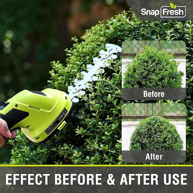 SnapFresh Hedge Trimmer Cordless Grass Shear, 2 in 1 Electric Grass Trimmer and Hedge Shears, Handheld Bush Trimmer/Grass Cutter/Shrub Trimmers with Battery for Garden & Lawn, USB-C Cable Included