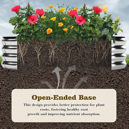 Galvanized Metal Raised Garden Bed Kit for Gardening Outdoor Planter Grow Garden Box Raised Flower Bed Galvanized Planter Outdoor Brown 1PC