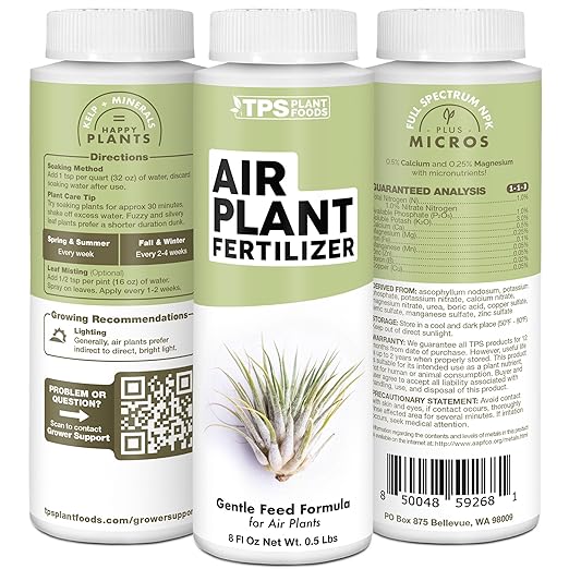 TPS NUTRIENTS Air Plant Fertilizer for All Tillandsia Air Plants, Use As Foliar Spray or for Soaking, Liquid Plant Food, 1 Gallon (128 oz)