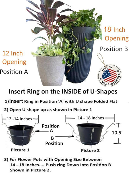 Premium Adjustable Planter Insert. Start at The TOP/Any Height Flower Pot. Any Opening 12-18 Inches Wide - Patented Fit, Stable, No Tools, Watch The Video & Drop IT in..Made in The USA