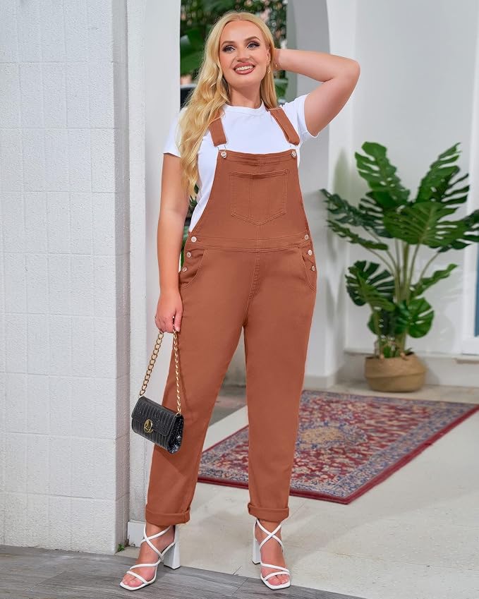 Vetinee Womens Classic Adjustable Straps Pockets Denim Bib Overalls Jeans Pants