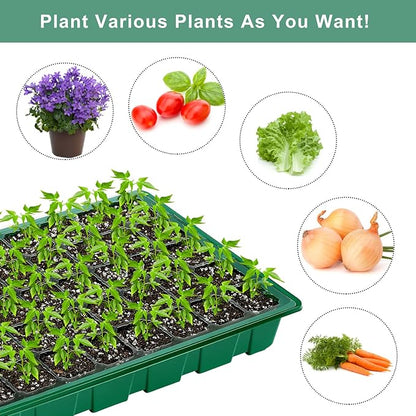 Elcoho 6 Pack Seed Starter Tray Kit 40 Cells Seedling Trays with Humidity Dome and Base Mini Propagator Plant Nursery Pots Total 240 Cells for Greenhouse Plants Growing, Green