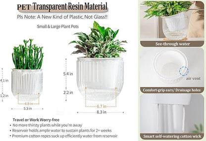Melphoe Self Watering Pots for Indoor Plants Planter, 8.3/5.3 Inch 2 Pack Planters Self Watering Plant Pots for Flower, Houseplants, Succulent, African Violets and Cactus with Drainage