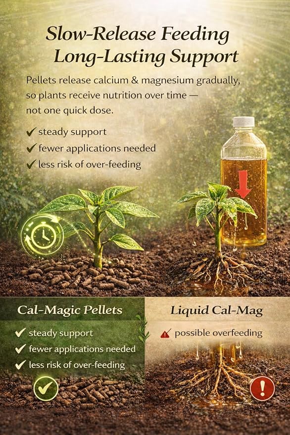 Cal-Magic Pellets, Calcium and Magnesium Supplement and Plant Fertilizer. Organic Easy-to-Apply Pellets, 1.5lb Bag. Kelp, Fish and Crab Meals with Rabbit Manure, Seabird Guano, and Oyster Shell.