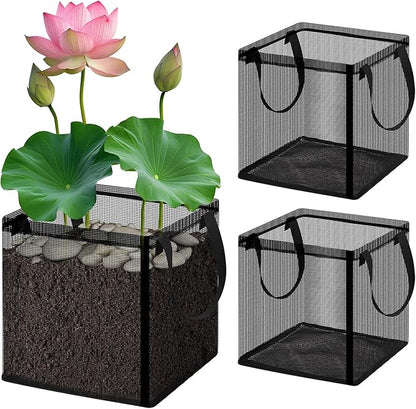 2pcs Aquatic Planting Bags with Handles,7.8" Aquatic Pond Planter for Pond, Square Grow Bags, Durable Breathe Reusable Fabric Plant Bags for Aquatic Plants, Potato, Carrot, Flower (1 Gallon)