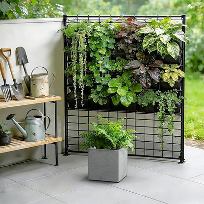 Kante 10 Inch Square Concrete Planter for Outdoor Indoor Home Patio Garden, Large Plant Pot with Drainage Hole and Rubber Plug, Natural Concrete
