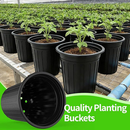 100 Pcs 2 Gallon Planter Nursery Pots, Seed Starting Pot Plastic Flower Seedling Pots with Drainage Holes Flexible Plant Container for Indoor Outdoor Garden Lawn Yard Plants Seedlings (100, 2 Gallon)