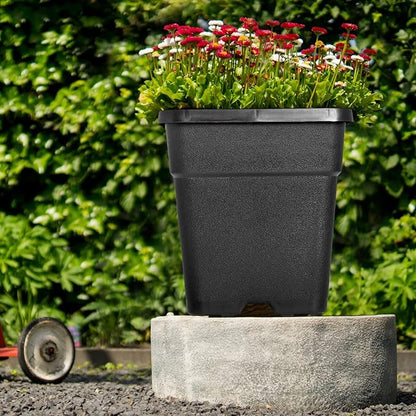 HOSTIC 1.4 Gallon Square Nursery Pots Flexible Plastic Pots for Plants Gallon Pot with Drainage Holes 10 Pcs