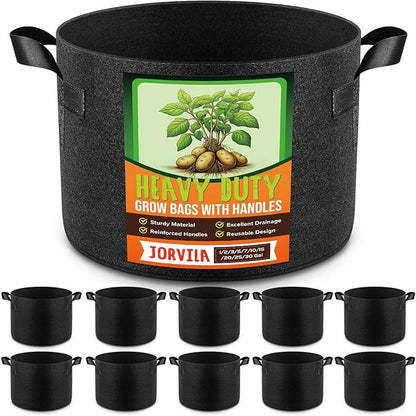 10 Pack 7 Gallon Grow Bags, Thickened Nonwoven Fabric Planter Pots with Handles, Heavy Duty 300G Garden Pots for Tomato, Potato and Vegetable